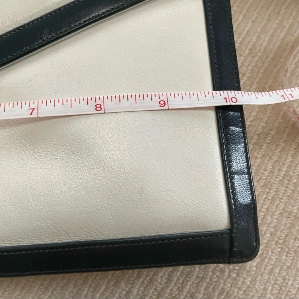 Susan Gail -Vintage White clutch with dark navy blue trim